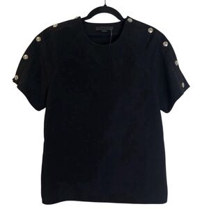 Alexander Wang Top Women Sz 2 Black Silver Metal Button Embellished Shoulder